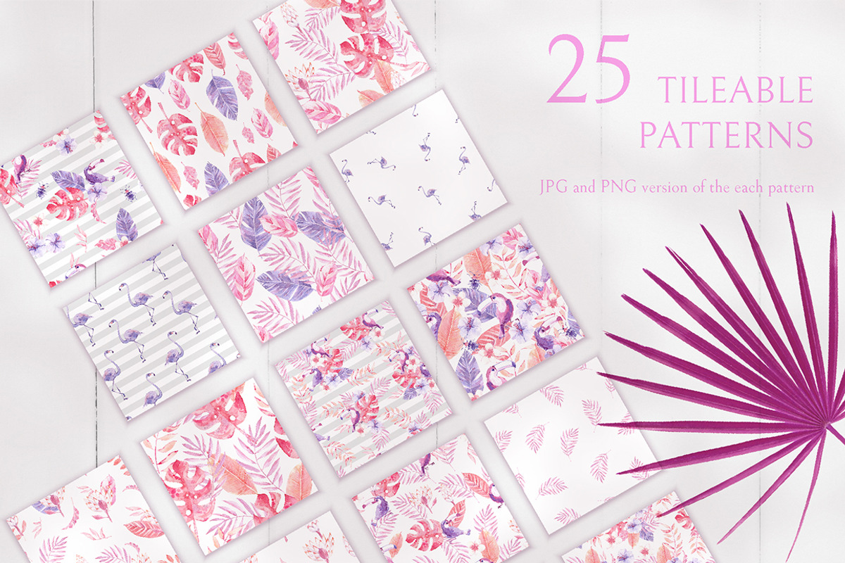 Pink Tropics patterns., a Pattern Graphic by Dinkoobraz (Photo 5 of 9)