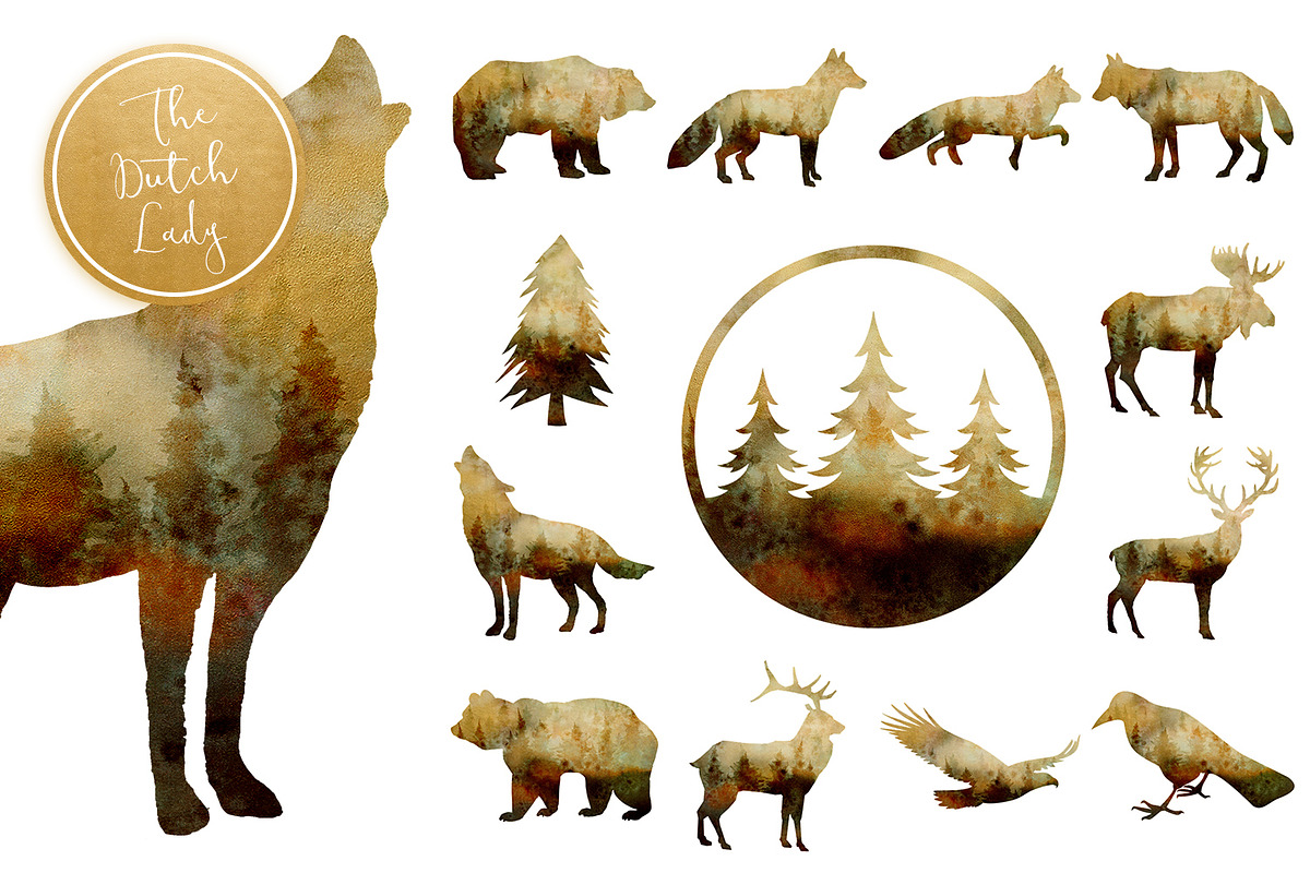 Majestic Wilderness Clipart Set, an Animal Illustration by The Dutch ...