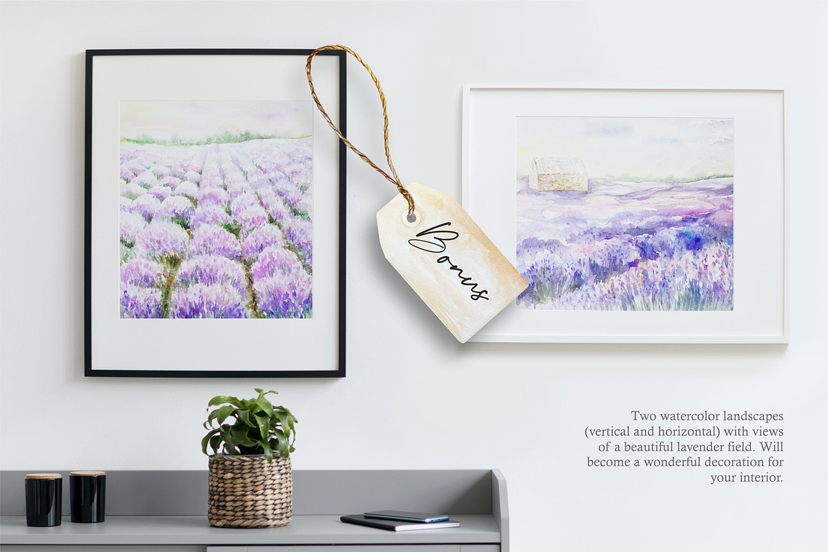 Lavender. Watercolor clip art., a Decorative Illustration by Farida Bik (Photo 14 of 14)