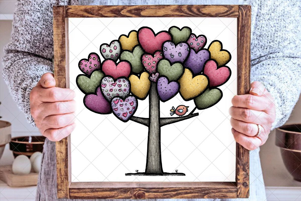 Whimsical Valentines Day Heart Tree, an Illustration by SinaCreation (Photo 5 of 7)