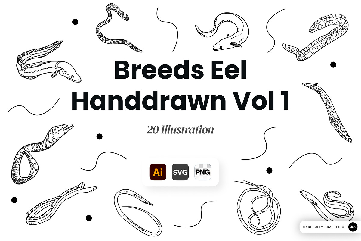 Eel Hand Drawn Illustration Set, an Animal Illustration by SLAB! Design (Photo 1 of 3)