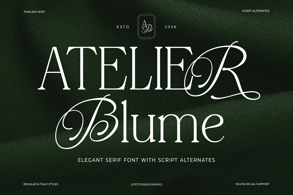 Atelier Blume - Serif & Script Font, a Script Font by agnyhasyastudio (Photo 1 of 17)