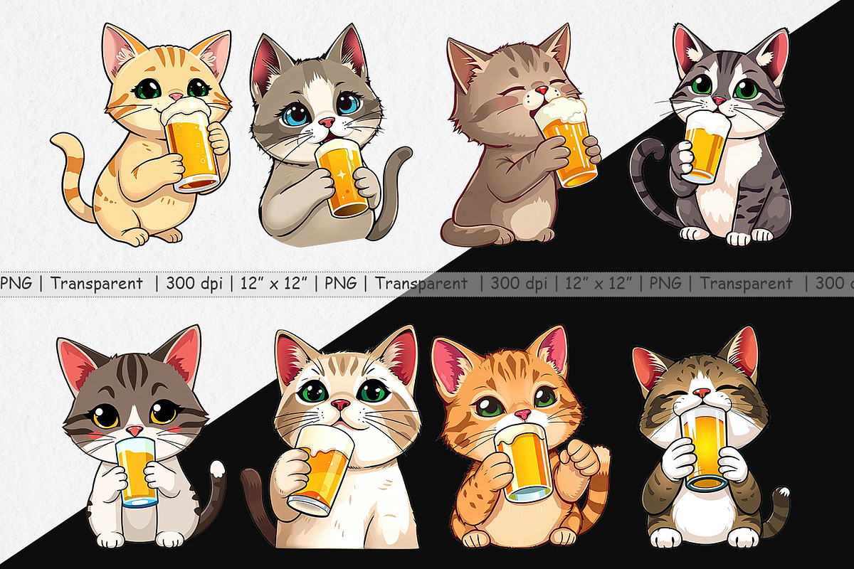 Cat Beer Day Clipart, a Graphic by Artnoy (Photo 2 of 5)