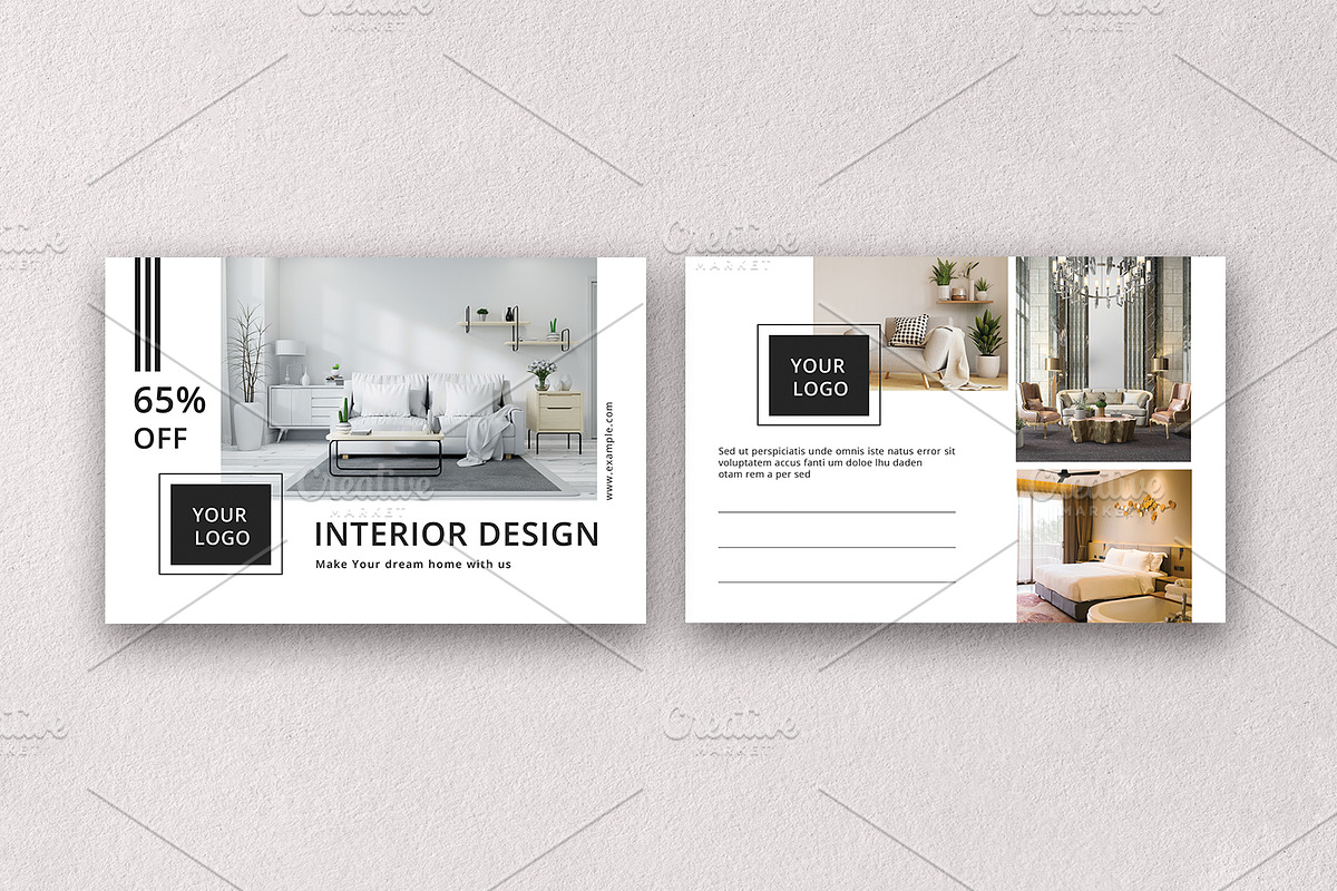 Interior Design Postcard V01, a Card Template by Template Shop