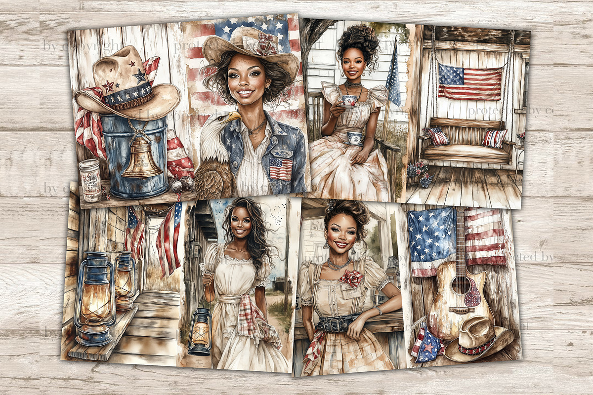 Fourth of July Junk Journal Page, a Person Illustration by GlamArtZhanna (Photo 7 of 10)