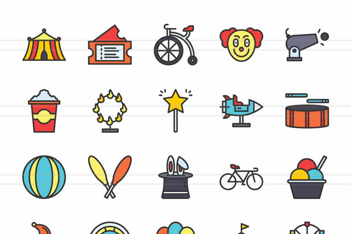 Circus Filled Line Icons, an Icon by IconBunny (Photo 2 of 2)