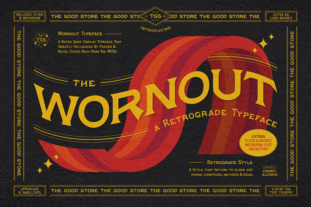 Wornout + Extras, a Sans Serif Font by The Good Store (Photo 1 of 10)