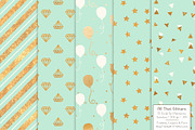 Gold Foil Digital Papers in Mint, a Pattern Graphic by Amanda Ilkov (Thumbnail 2 of 4)