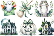 Green & White Halloween Clipart, an Illustration by Designking (Thumbnail 3 of 4)