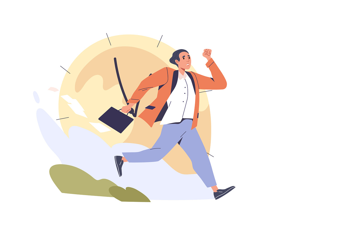People living fast life concept set, a Person Illustration by Good Studio (Photo 3 of 7)