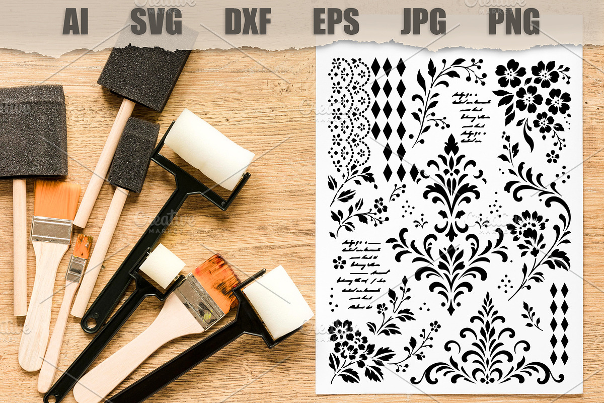 Stencil Floral Damask, an Object Illustration by MARYCRAFTIRIA (Photo 2 of 3)