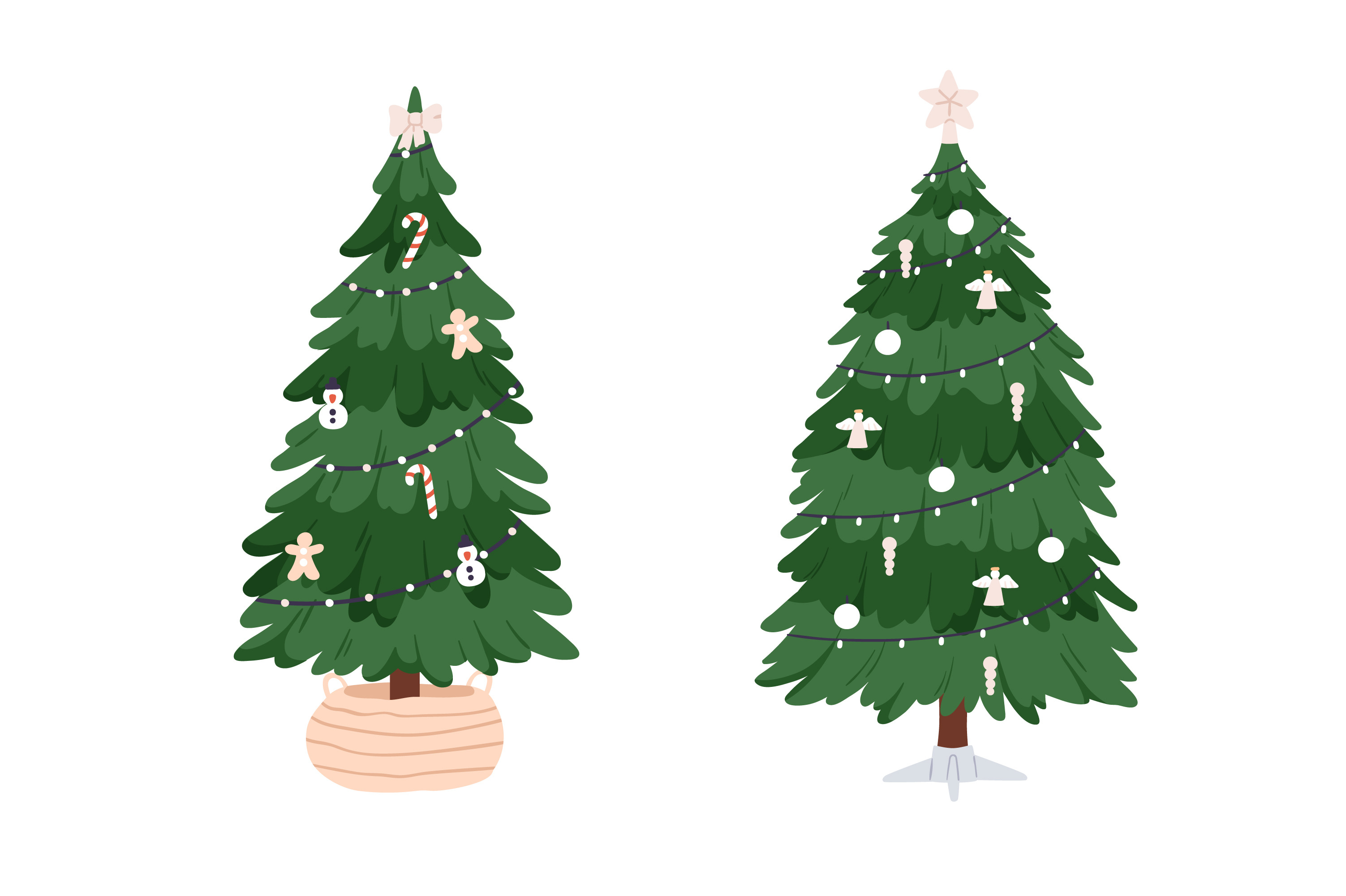 Decorated Christmas fir trees set, a Decorative Illustration by Good Studio