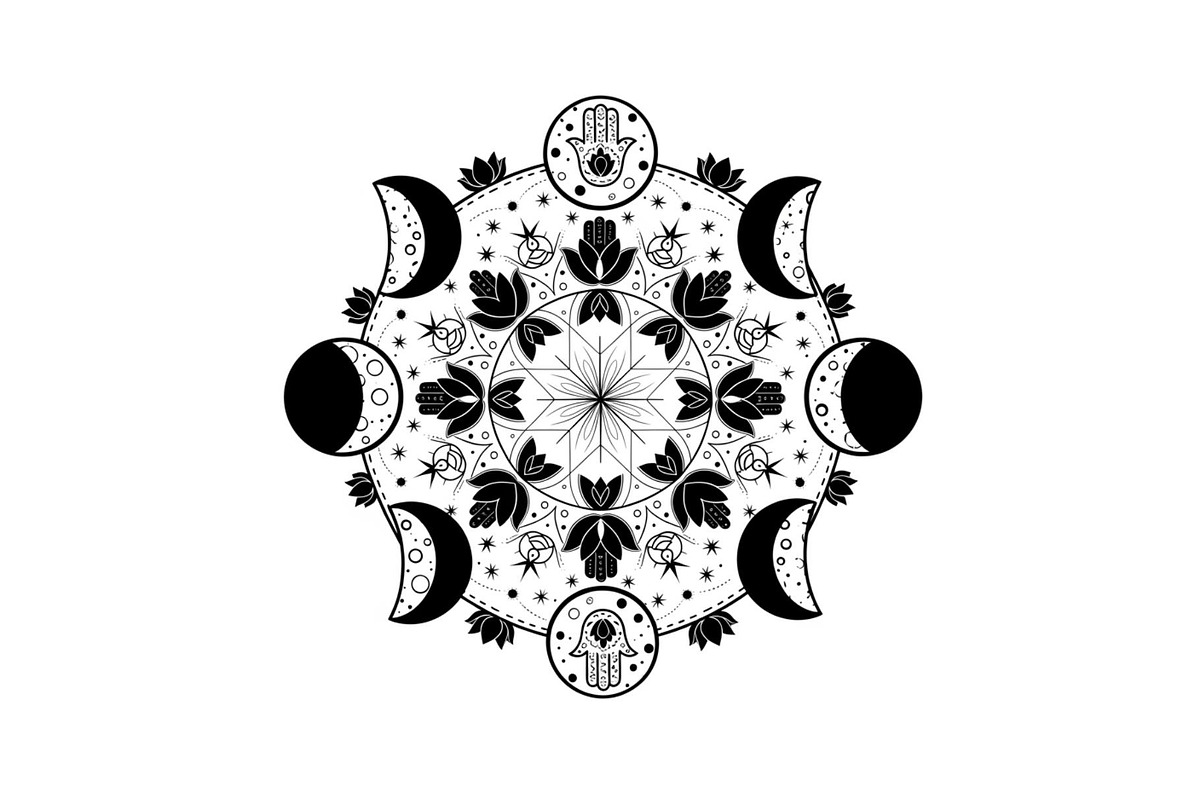 Moon Phase Mandala SVG Bundle, an Illustration by yasushie (Photo 5 of 31)