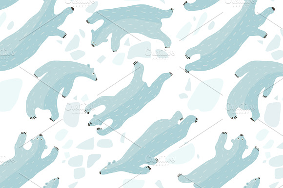Swim Polar Bears Seamless Pattern preview 2