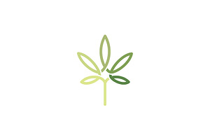 Simple Cannabis Leaf Mono Line Logo