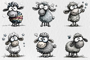Whimsical Funny Sheep Clipart, an Animal Illustration by Rose Art (Thumbnail 3 of 7)