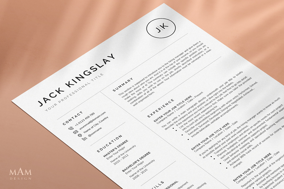 Resume CV Template with Logo, a Resume Template by MAM Design (Photo 4 of 10)