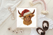 Crochet Christmas Highland Cow PNG, an Illustration by CraftArtStudio (Thumbnail 4 of 4)