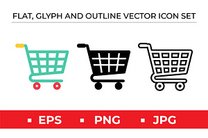 Shopping Cart Icons Set, an Outline Icon by Artonix