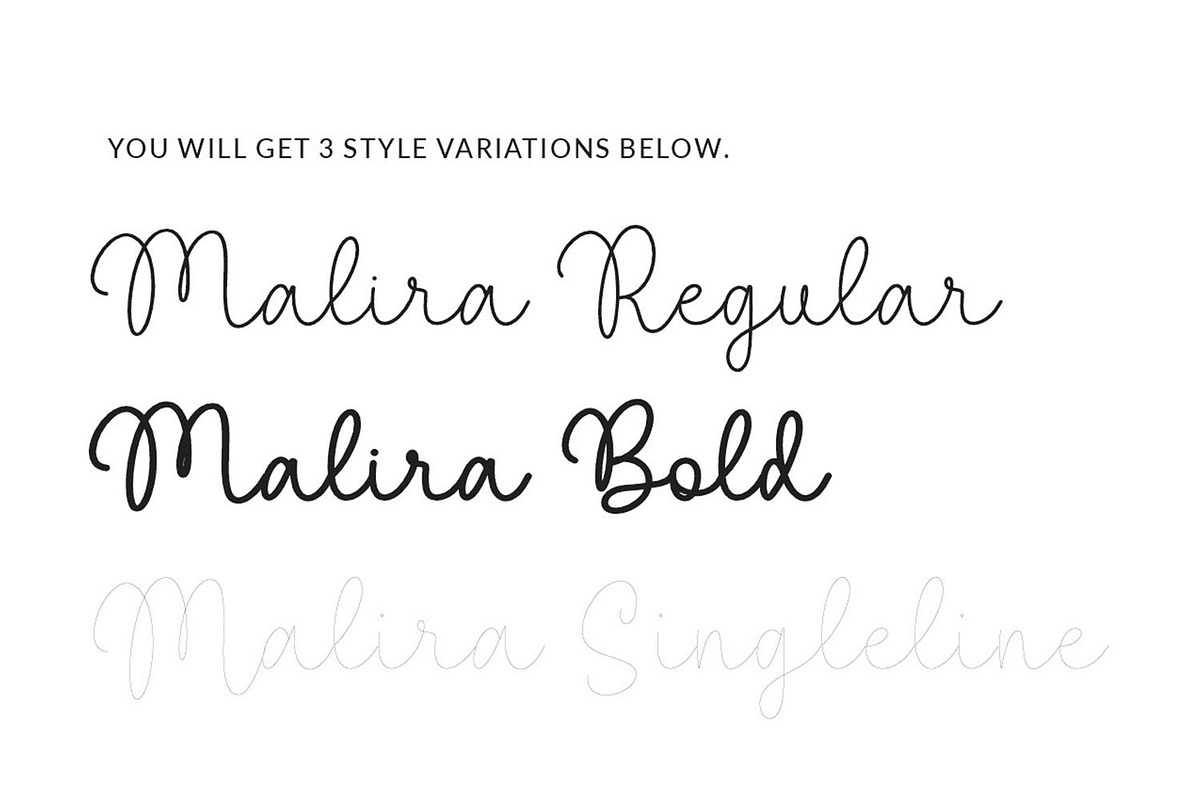 Malira - Monoline & Singleline Font, a Script Font by Subectype Studio (Photo 2 of 8)