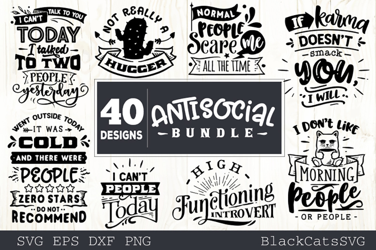 Sassy SVG bundle 40 designs antisoci, a Person Illustration by BlackCatsMedia (Photo 2 of 5)