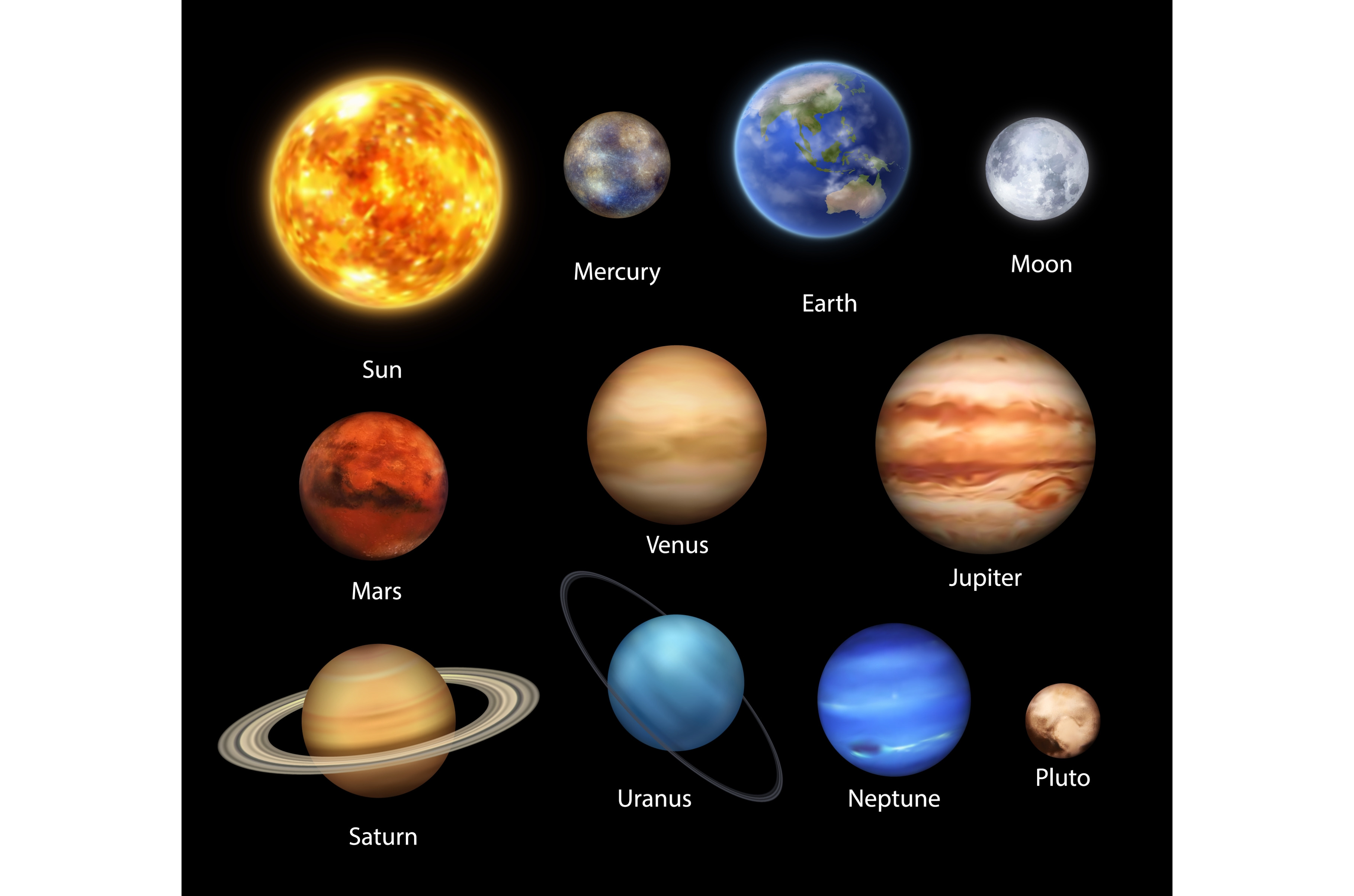 Planets of Solar System, space, an Education Illustration by Vector ...