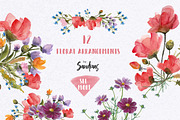 Wild flowers watercolor clip art, an Illustration by SandraGraphicDesign (Thumbnail 2 of 7)