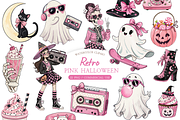 Retro Groovy Ghost Clipart, a Decorative Illustration by MockupWizard (Thumbnail 1 of 4)