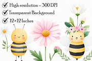 Cute Honey Bee Daisy Clipart, an Illustration by Libby Wishes (Thumbnail 2 of 7)