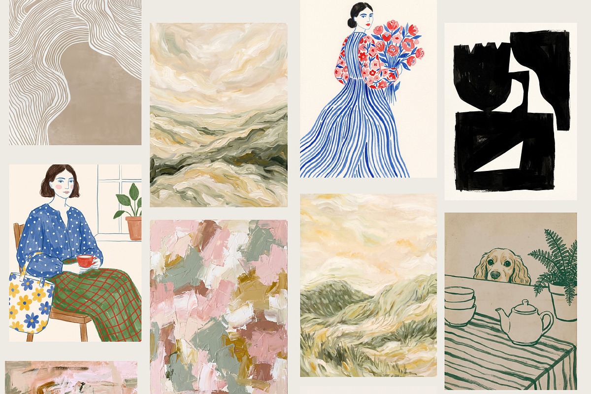 CONTEMPORARY ART PRINTS - 200 Bundle, a Background Graphic by Tomasz Ganclerz (Photo 3 of 14)