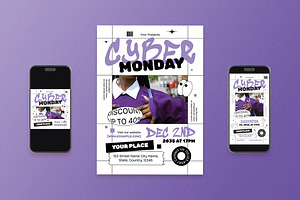 Purple Cyber Monday Flyer, a Flyer Template by Aiyari Graphic