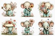 Baby Elephant in Spring Clipart Png, an Illustration by Craft Nest (Thumbnail 6 of 11)