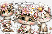 Whimsical Adorable Spring Cats Clipa, an Illustration by GatewayDesign (Thumbnail 1 of 5)