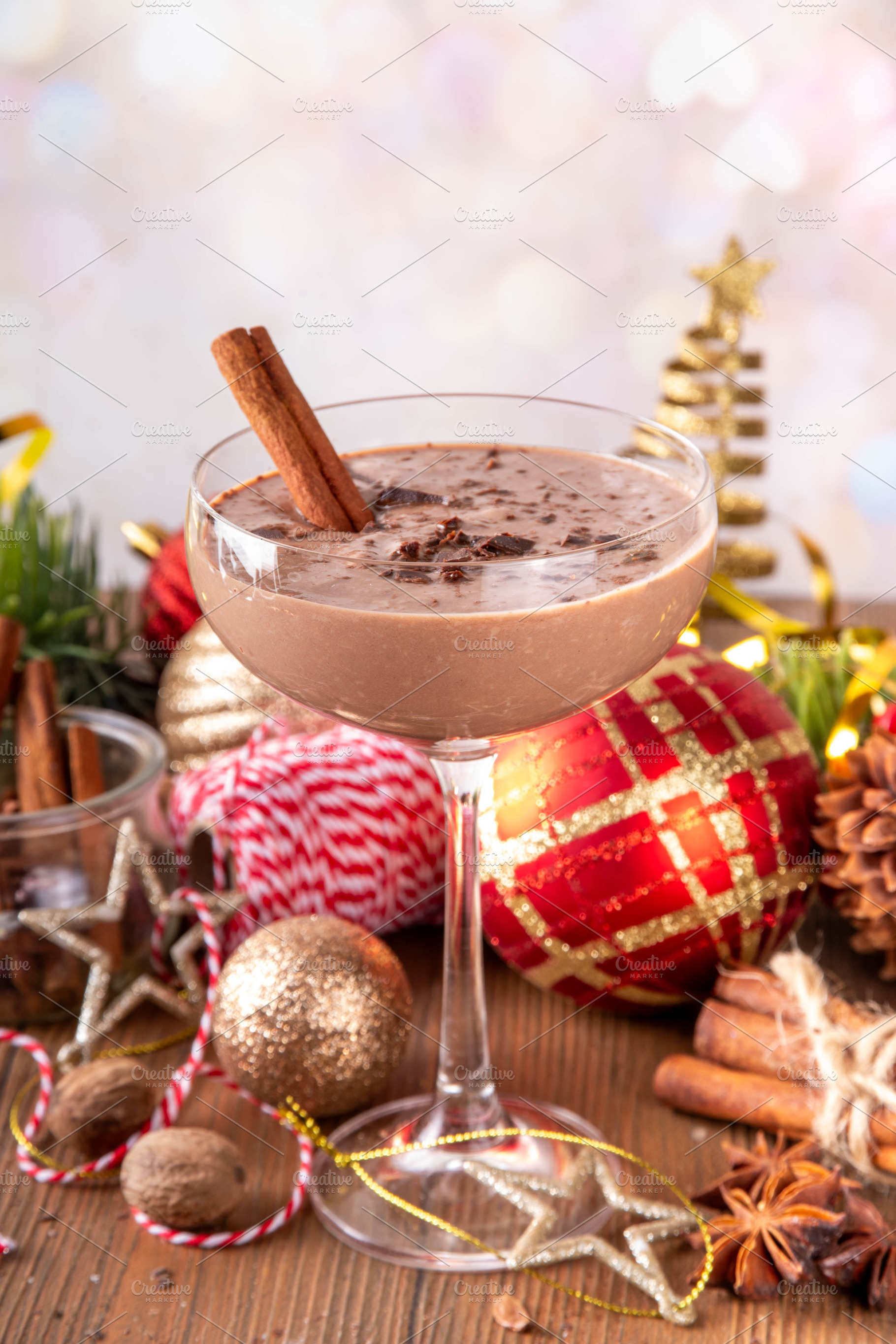 Spiced chocolate eggnog martini cocktail, a Food & Drink Photo by Rimma