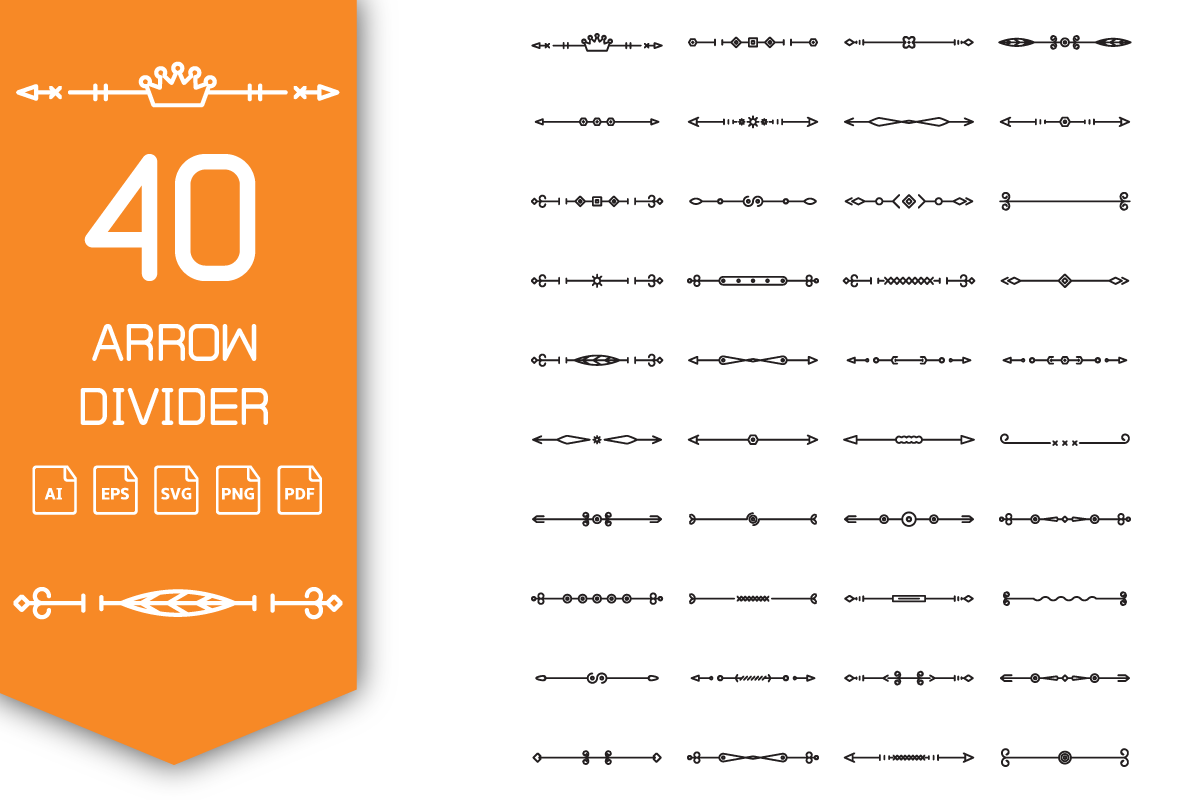 Decorative Arrow Divider Line Art