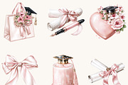 Pink Graduation Clipart Bundle, an Education Illustration by BusyDaydesign (Thumbnail 5 of 9)