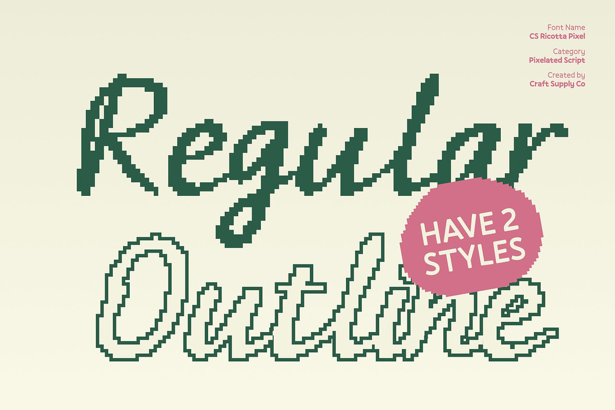 CS Ricotta Pixel, a Script Font by Craft Supply Co. (Photo 4 of 8)