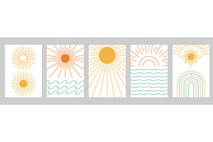 Boho sun poster backgrounds, an Illustration by winwin.art