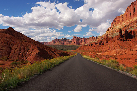 Curvy Road Between Red Rocks