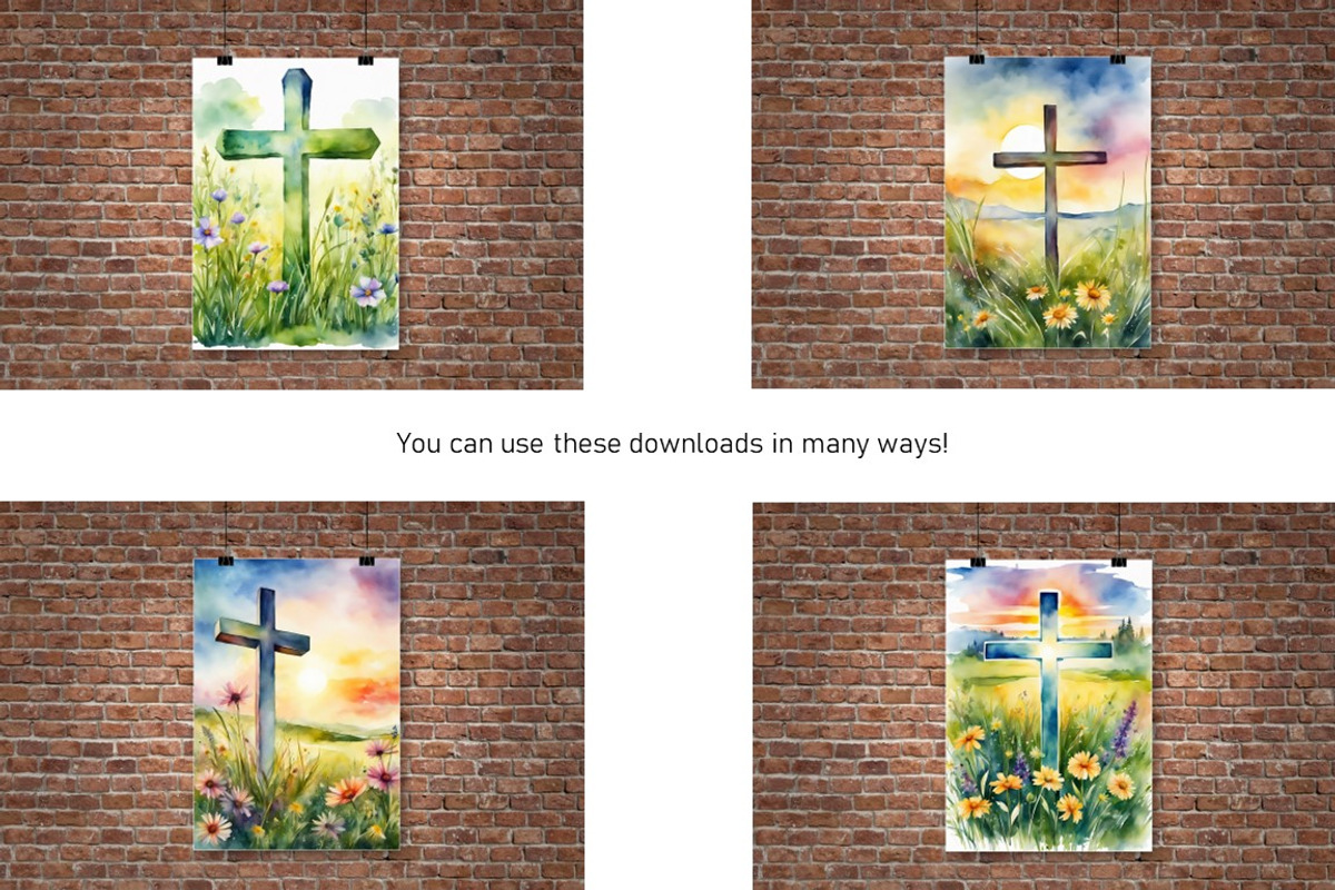 Watercolor Easter Cross, Set 2, a Decorative Illustration by Kat's Artful Creations (Photo 2 of 9)