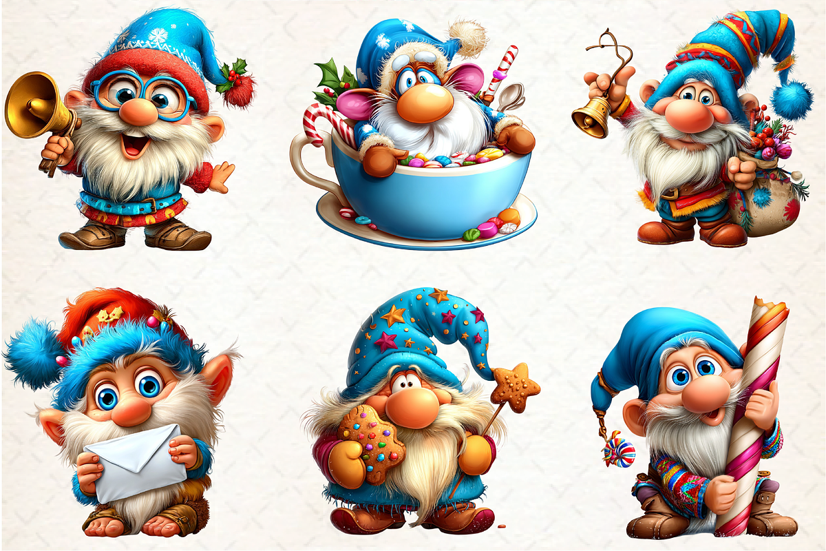Funny Christmas Gnome Clipart Bundle, an Illustration by DreamCafeArt (Photo 6 of 6)