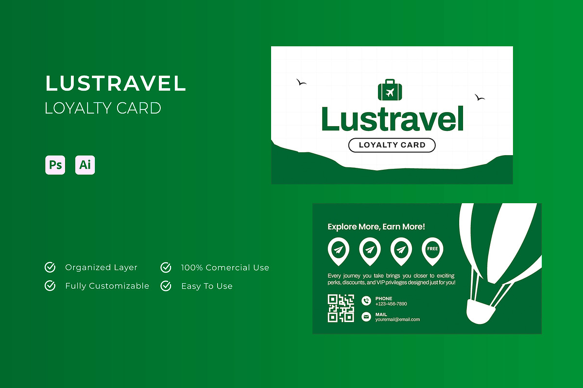 Lustravel - Loyalty Card, a Card Template by Esensifiksi.studio (Photo 3 of 3)