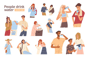 People drinking water set, a Person Illustration by Good Studio