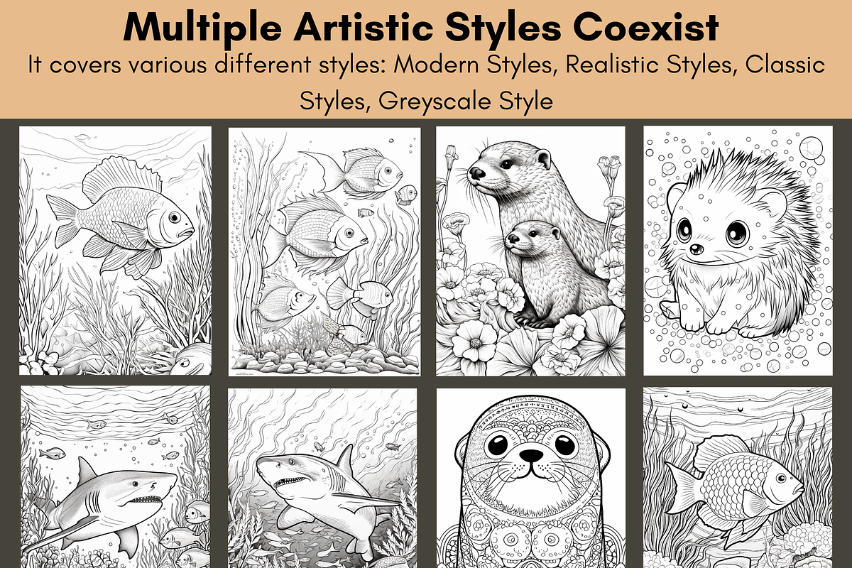 Ocean Animals Coloring Page for Kids, a Brochure Template by LA Design (Photo 4 of 10)
