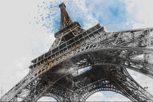 Watercolor Eiffel Tower. Paris