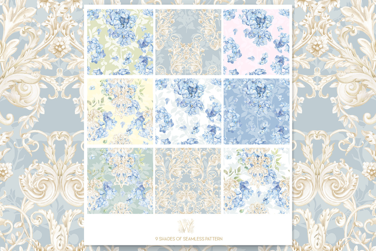 Hydrangea Lily Crest Watercolor Set, a Decorative Illustration by WonderWonder (Photo 7 of 9)