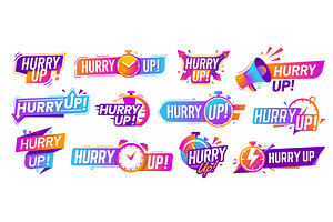 Hurry up icons with stopwatch clock, a Finance Illustration by Vector Tradition
