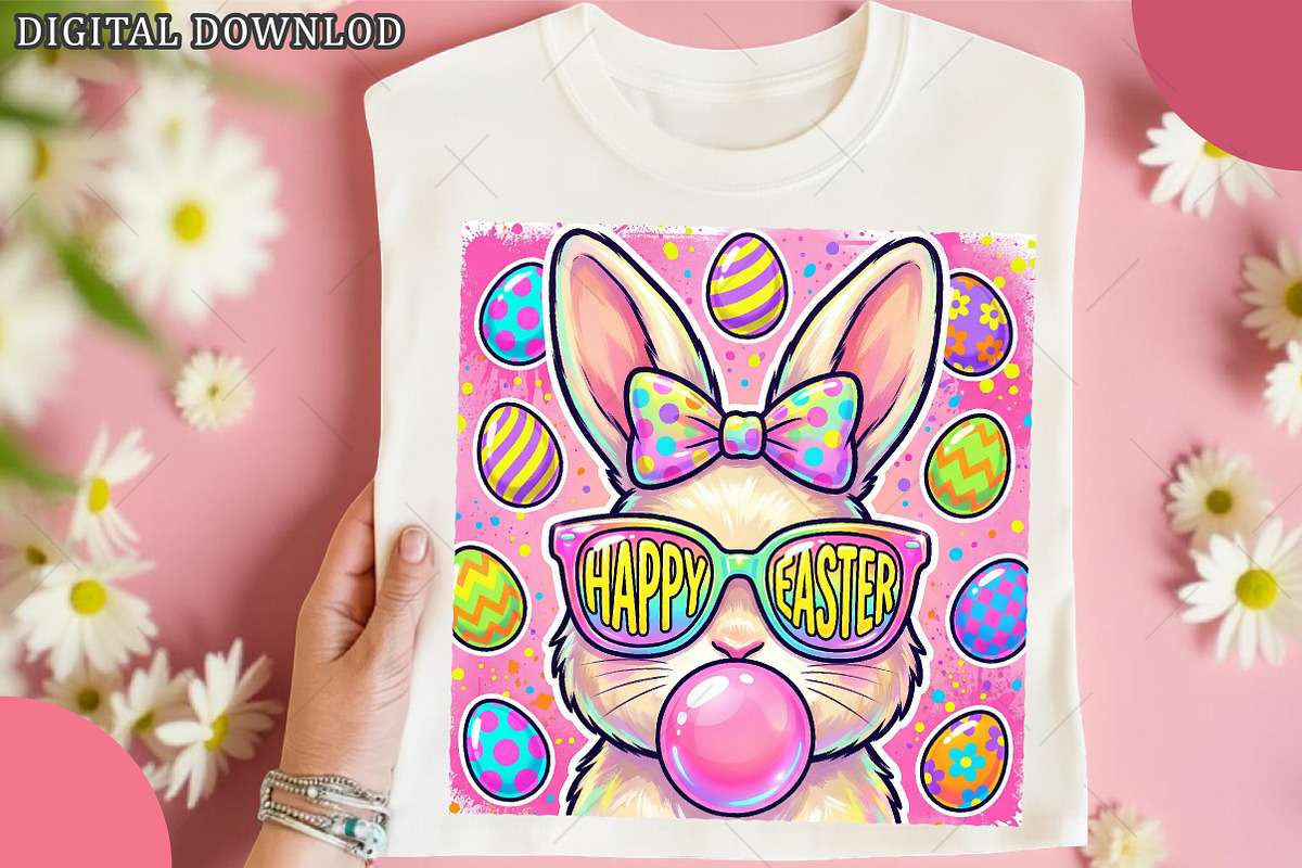 Retro Bunny Easter, Bubblegum Bunny, an Illustration by OK Design (Photo 3 of 6)