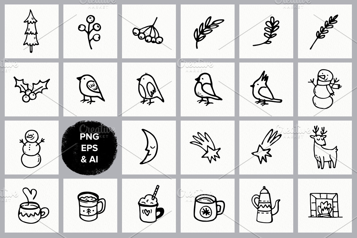 Winter Doodles set, an Object Illustration by Ekaterina Goncharova (Photo 3 of 7)