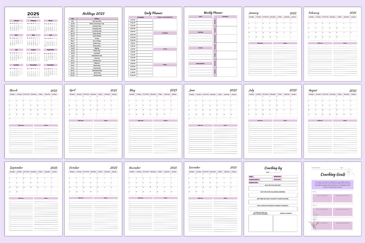 2025 Life Coaching Planner For Canva, a Stationery Template by Shumaya (Photo 2 of 8)